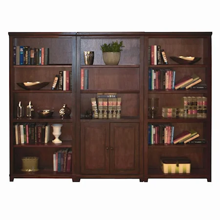 74 Inch Bookcase Wall Unit with 2 Doors and 11 Shelves